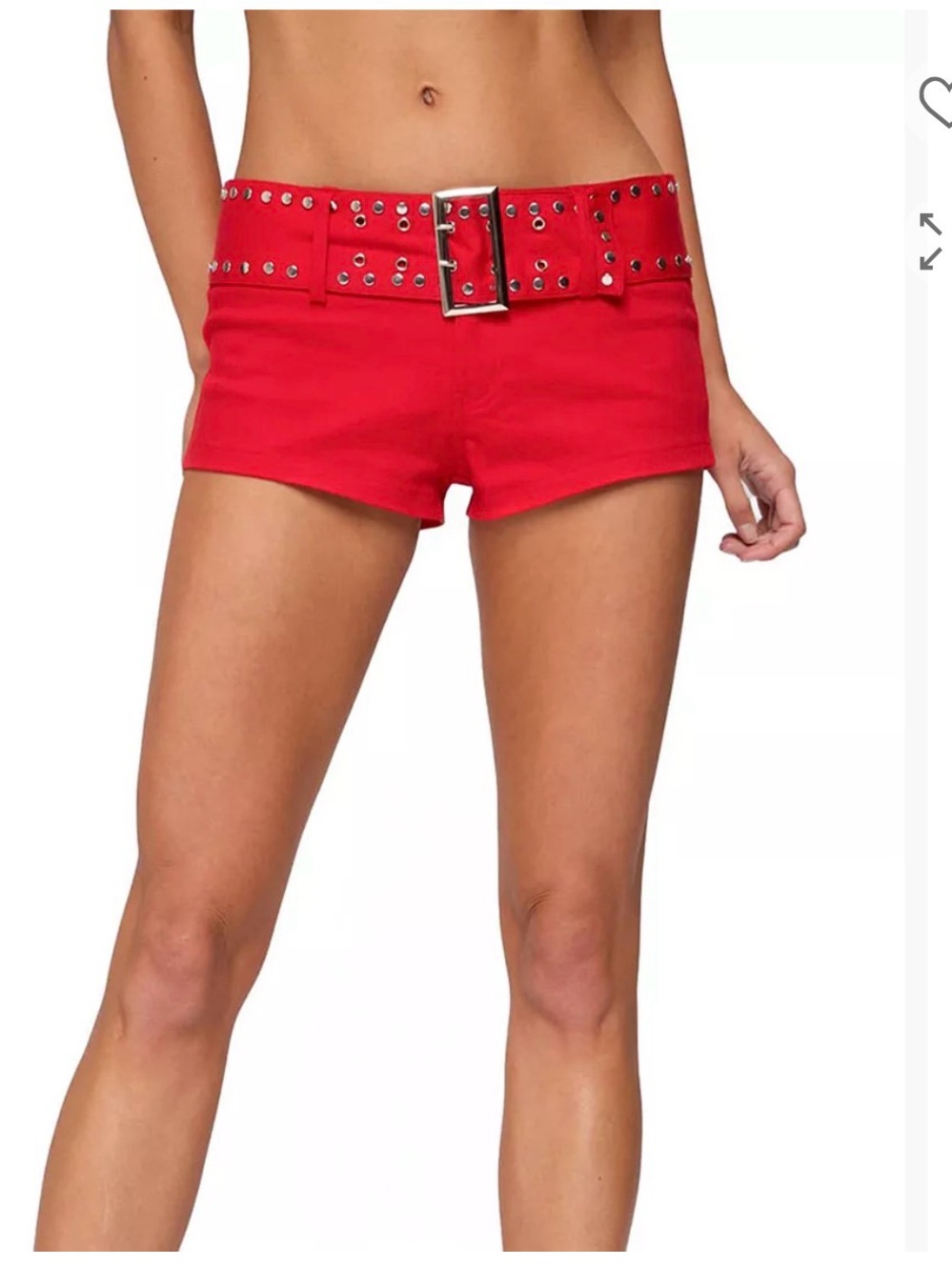 Edikted Studded Belt Denim Micro Shorts